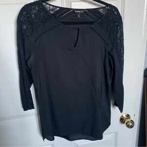 Black Lace Long Sleeved Blouse